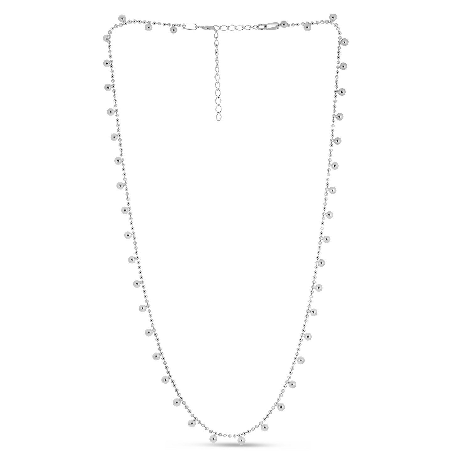 Sterling Silver Rhodium Plated Bead Necklace - Image 2