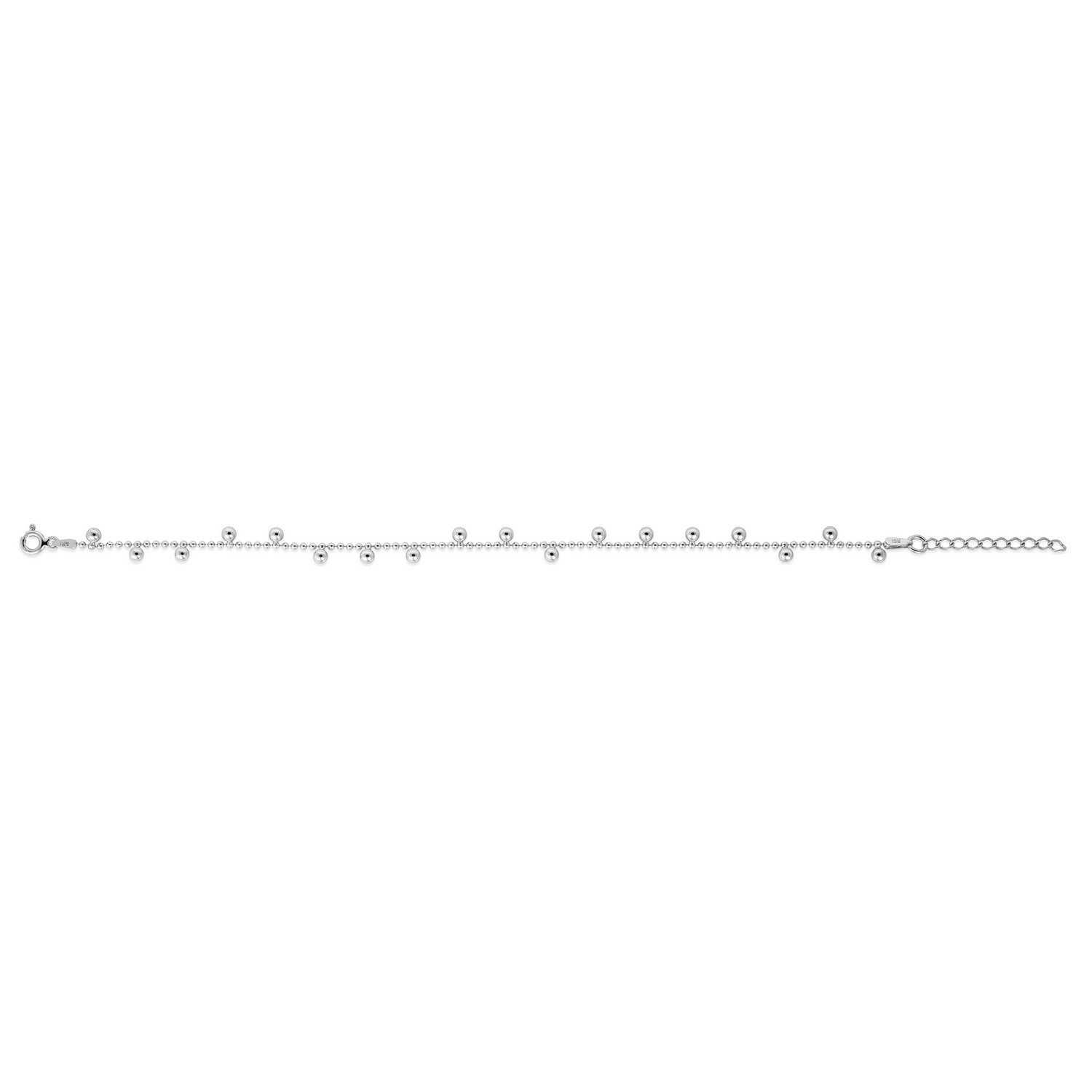 Sterling Silver Rhodium Plated Bead Necklace - Image 3