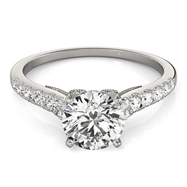 14k White Gold Diamond Engagement Ring With Single Row Band (1 3/4 cttw) - Image 2
