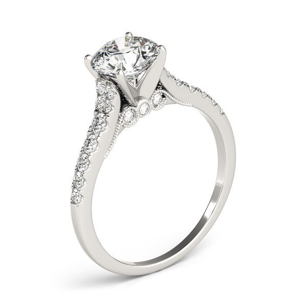 14k White Gold Diamond Engagement Ring With Single Row Band (1 3/4 cttw) - Image 3