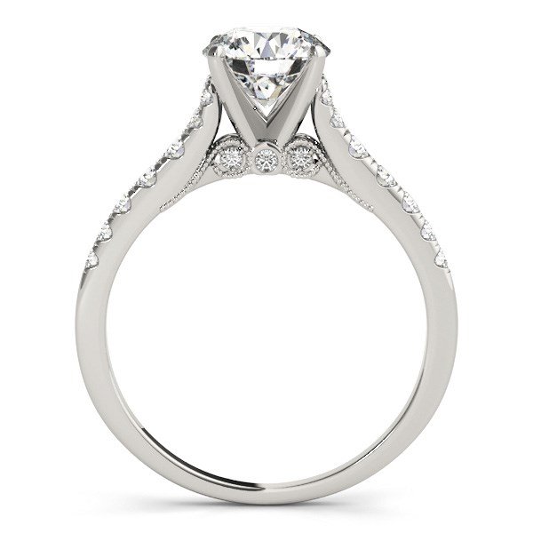 14k White Gold Diamond Engagement Ring With Single Row Band (1 3/4 cttw) - Image 4