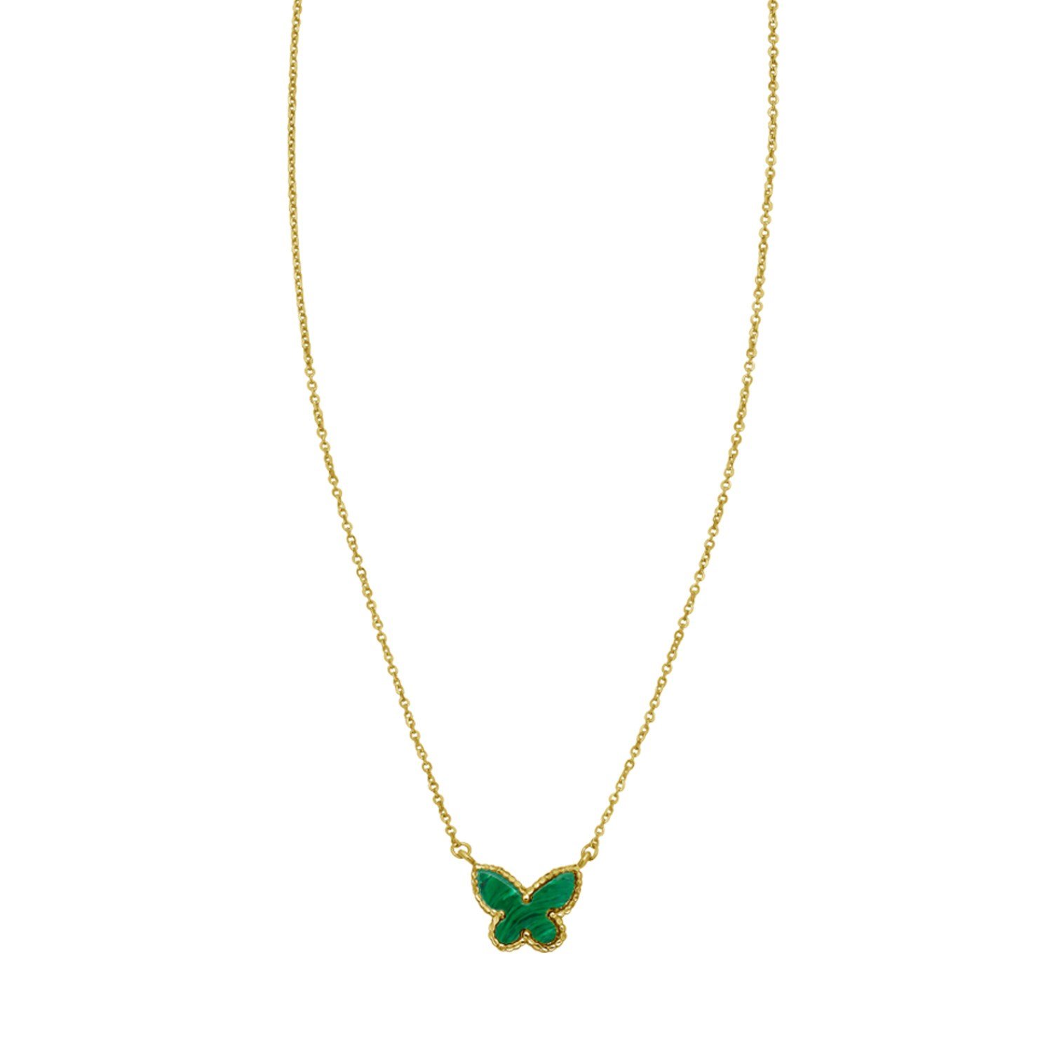 14K Yellow Gold Primavera Malachite Butterfly Necklace - Image 2