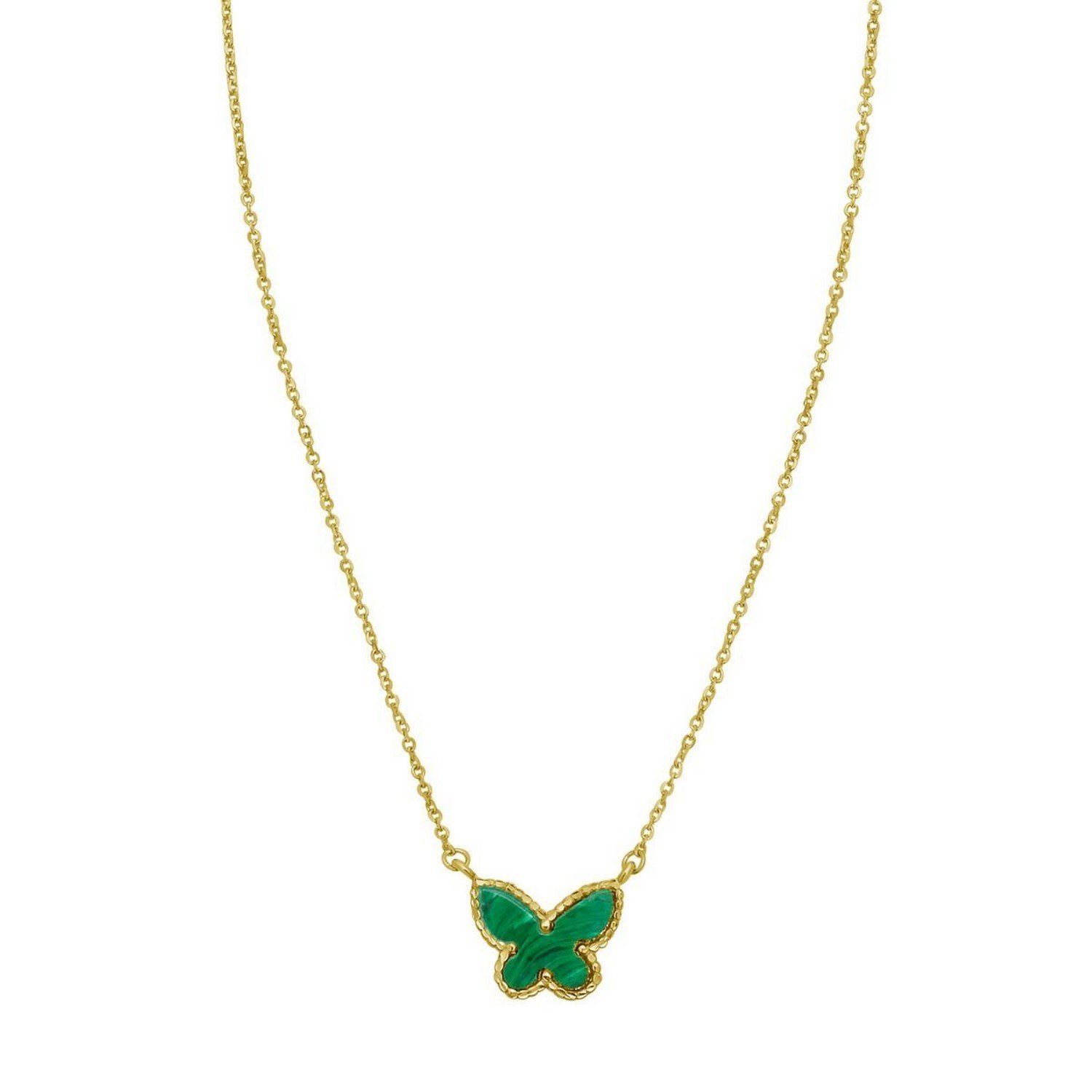 14K Yellow Gold Primavera Malachite Butterfly Necklace - Image 3