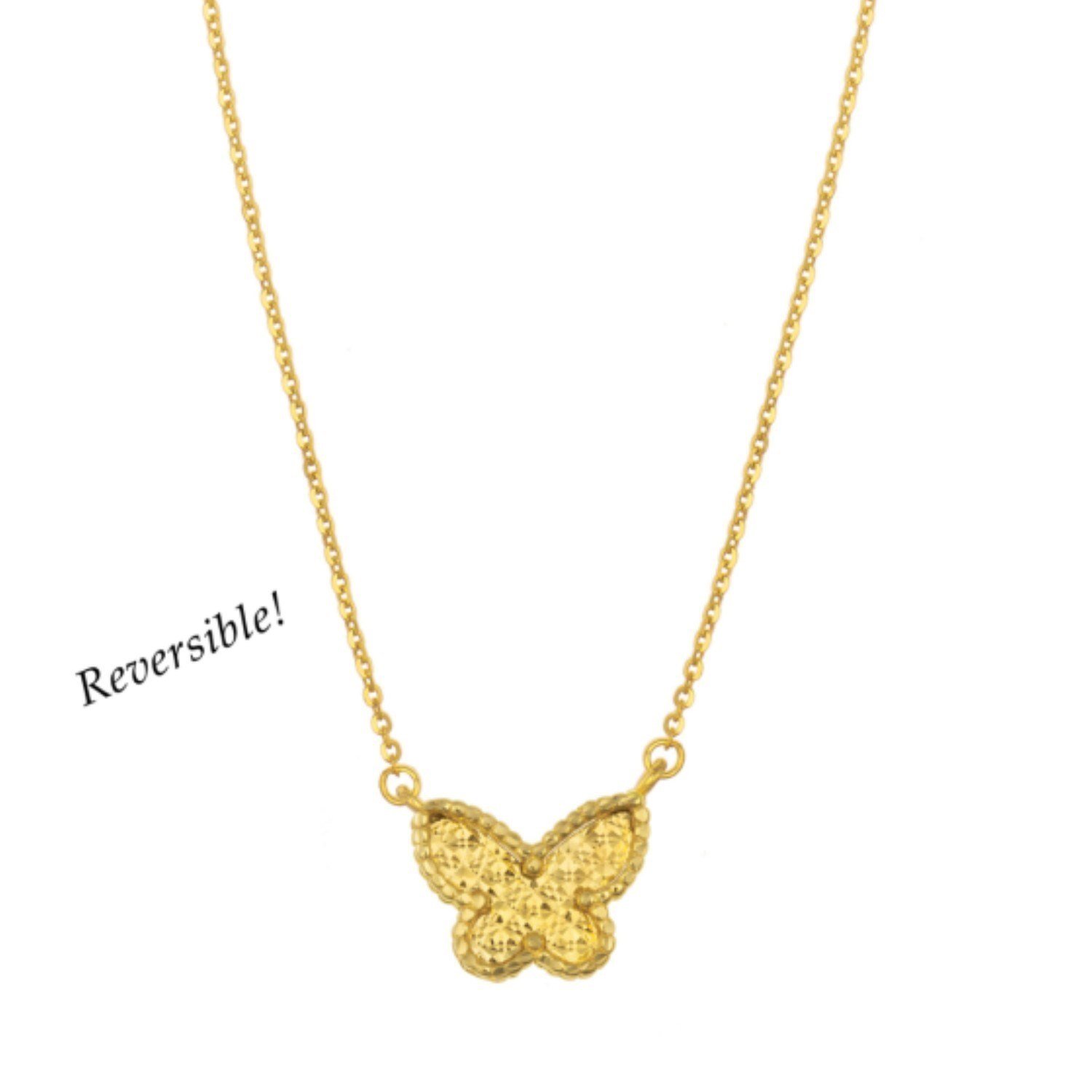 14K Yellow Gold Primavera Malachite Butterfly Necklace - Image 4