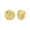 Sterling Silver Yellow Gold Plated Puffed Swirly Knot Stud Earrings