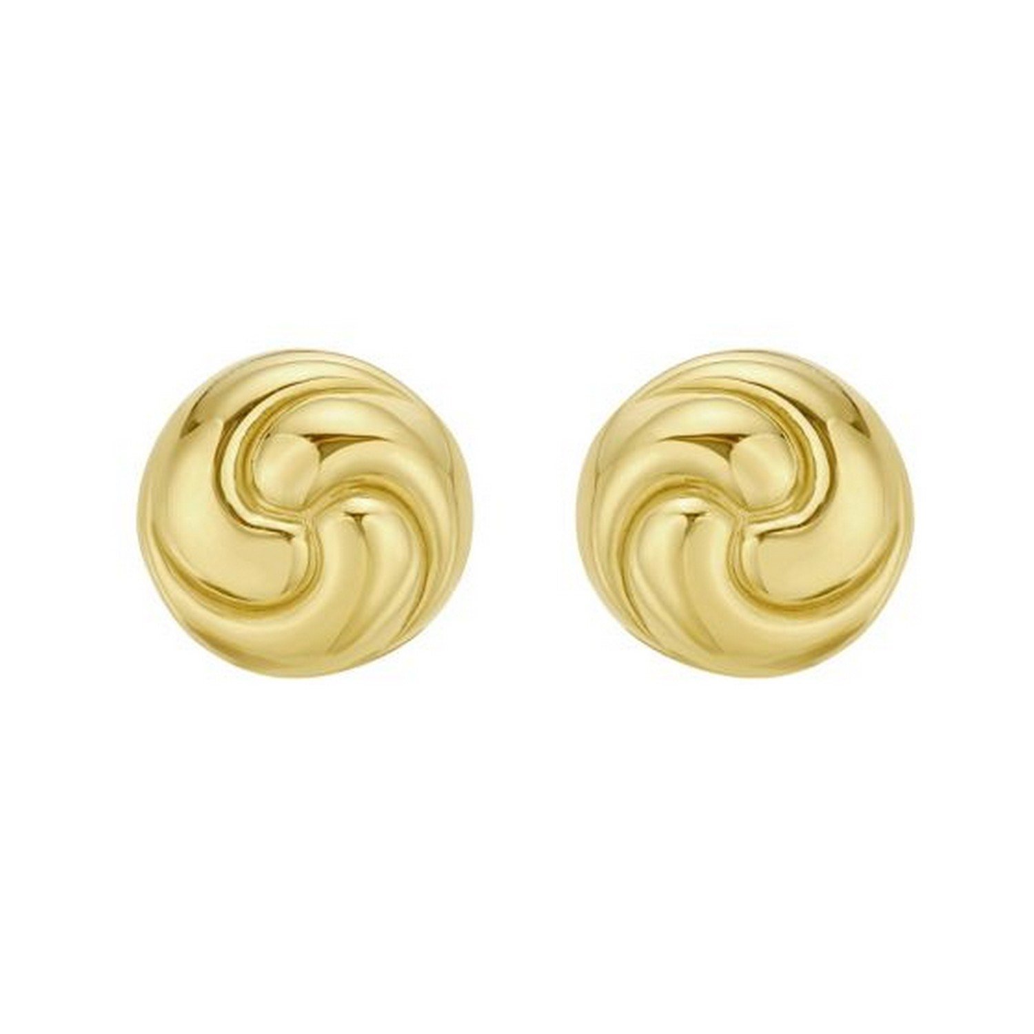 Sterling Silver Yellow Gold Plated Puffed Swirly Knot Stud Earrings - Image 2