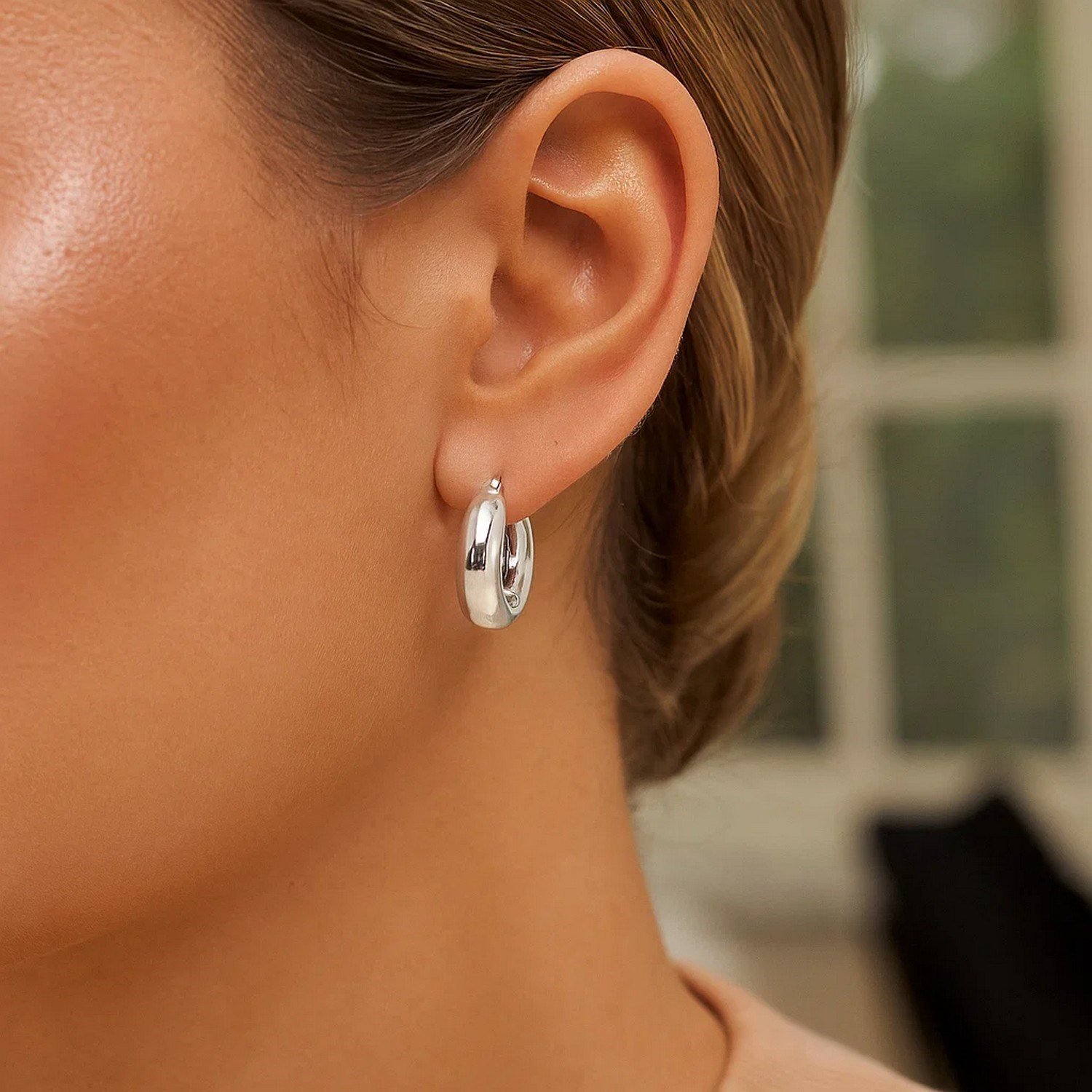 Sterling Silver Small Graduated Hoop Earrings - Image 3