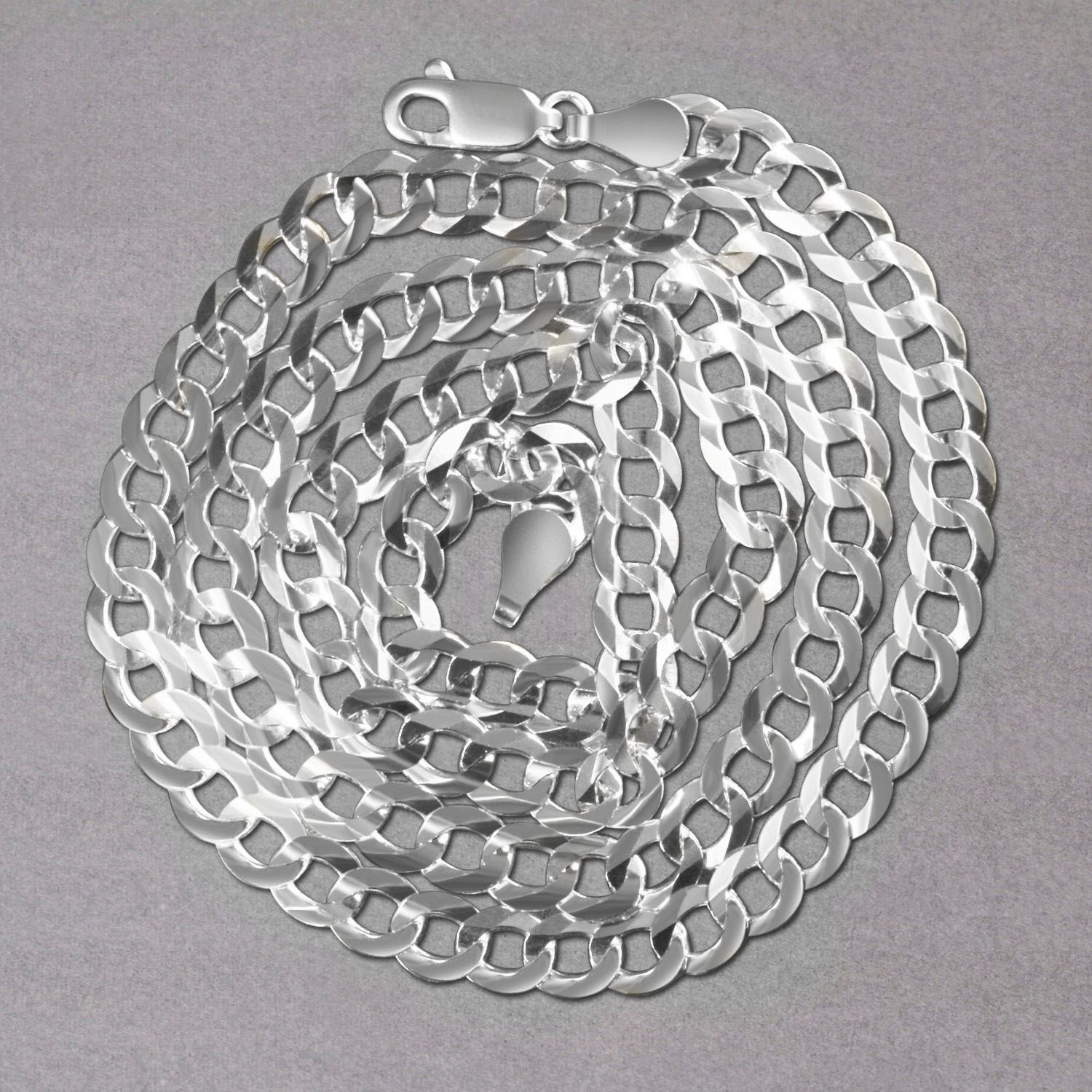Rhodium Plated Sterling Silver Curb Style Chain (5.50 mm) - Image 5