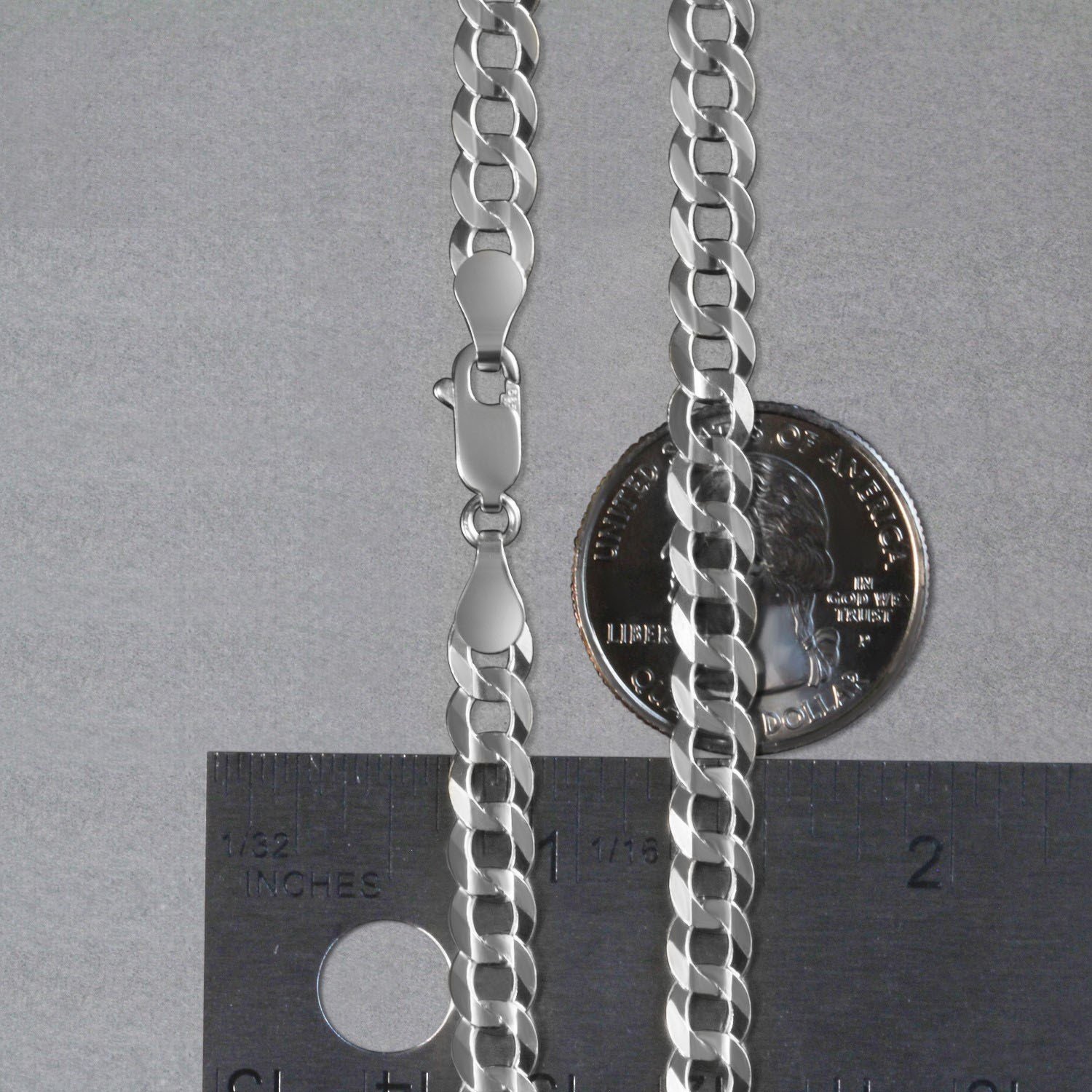 Rhodium Plated Sterling Silver Curb Style Chain (5.50 mm) - Image 6