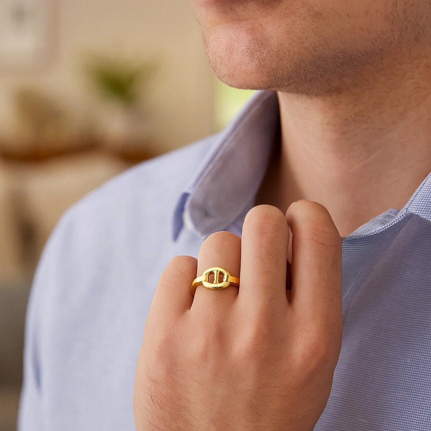 Mariner Link Style Ring in 14K Yellow Gold - Image 5