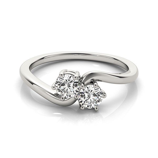 Solitaire Two Stone Diamond Ring in 14k White Gold (1/2 cttw) - Image 3