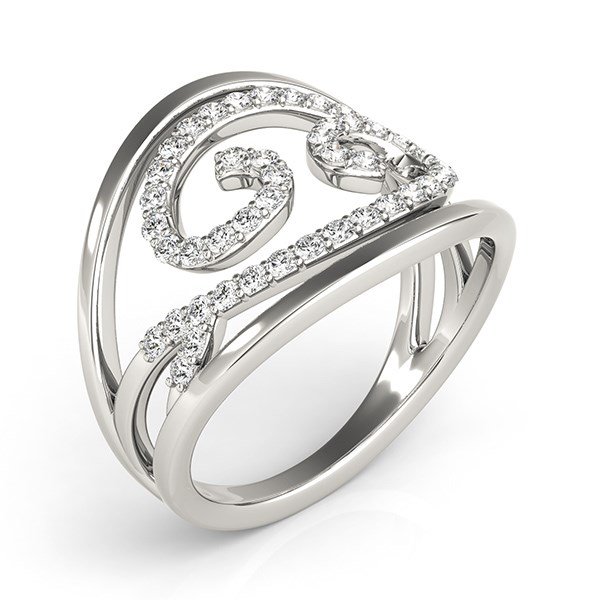 Swirl Design Diamond Ring in 14k White Gold (1/2 cttw) - Image 3