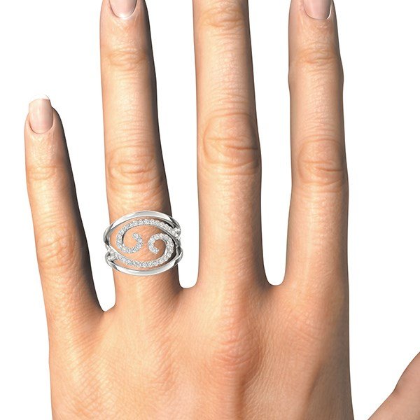 Swirl Design Diamond Ring in 14k White Gold (1/2 cttw) - Image 4