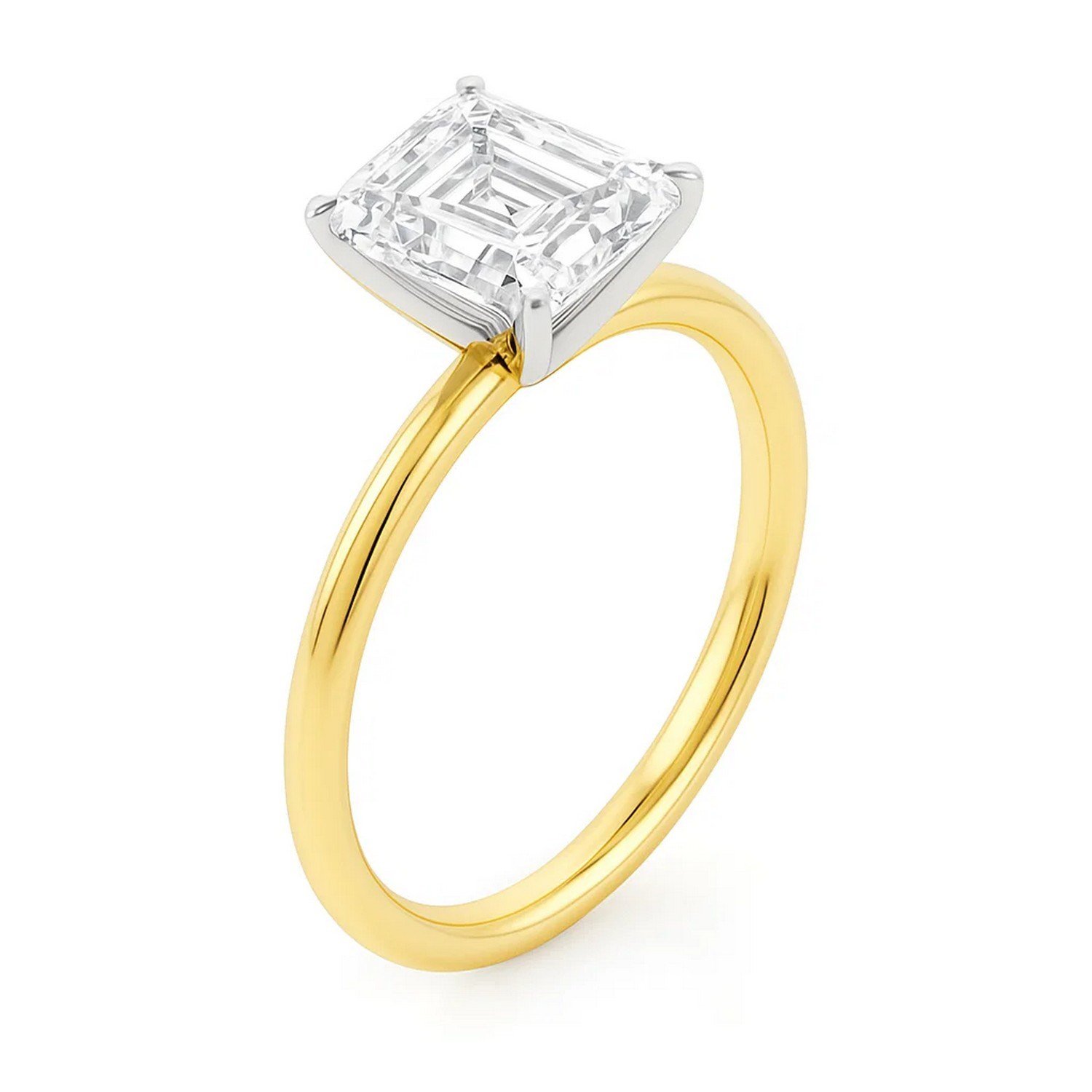 5 Carat Emerald Lab Grown IGI G/VS1 Diamond Solitaire Ring in 10K Yellow Gold - Image 2