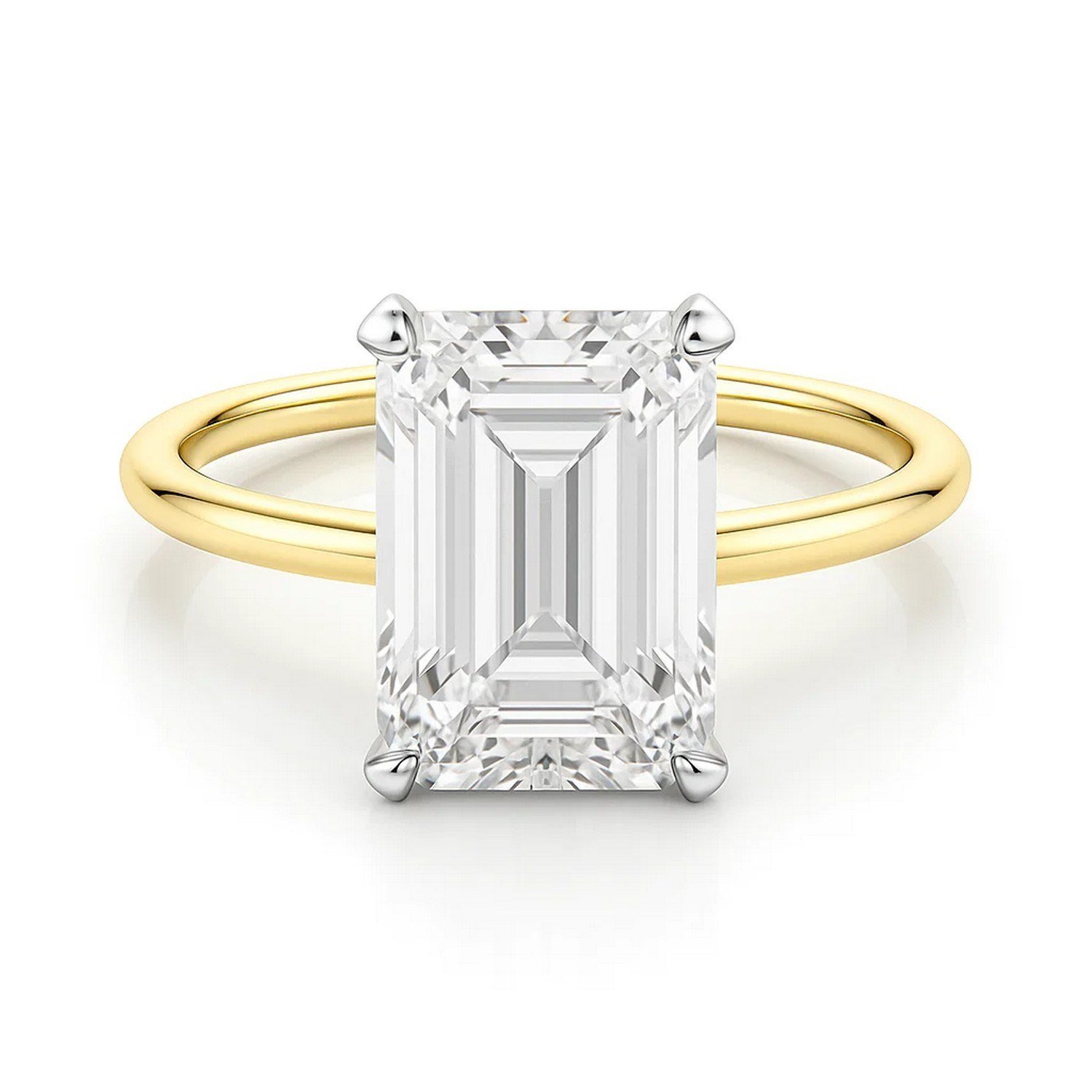 5 Carat Emerald Lab Grown IGI G/VS1 Diamond Solitaire Ring in 10K Yellow Gold - Image 3