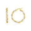Two-Tone Twisted Wire Round Hoop Earrings in 10k Yellow and White Gold(3x20mm)