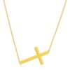 14k Yellow Gold Plain Cross Motif Necklace
