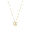 14k Yellow Gold High Polish Butterfly Peral Paste Necklace