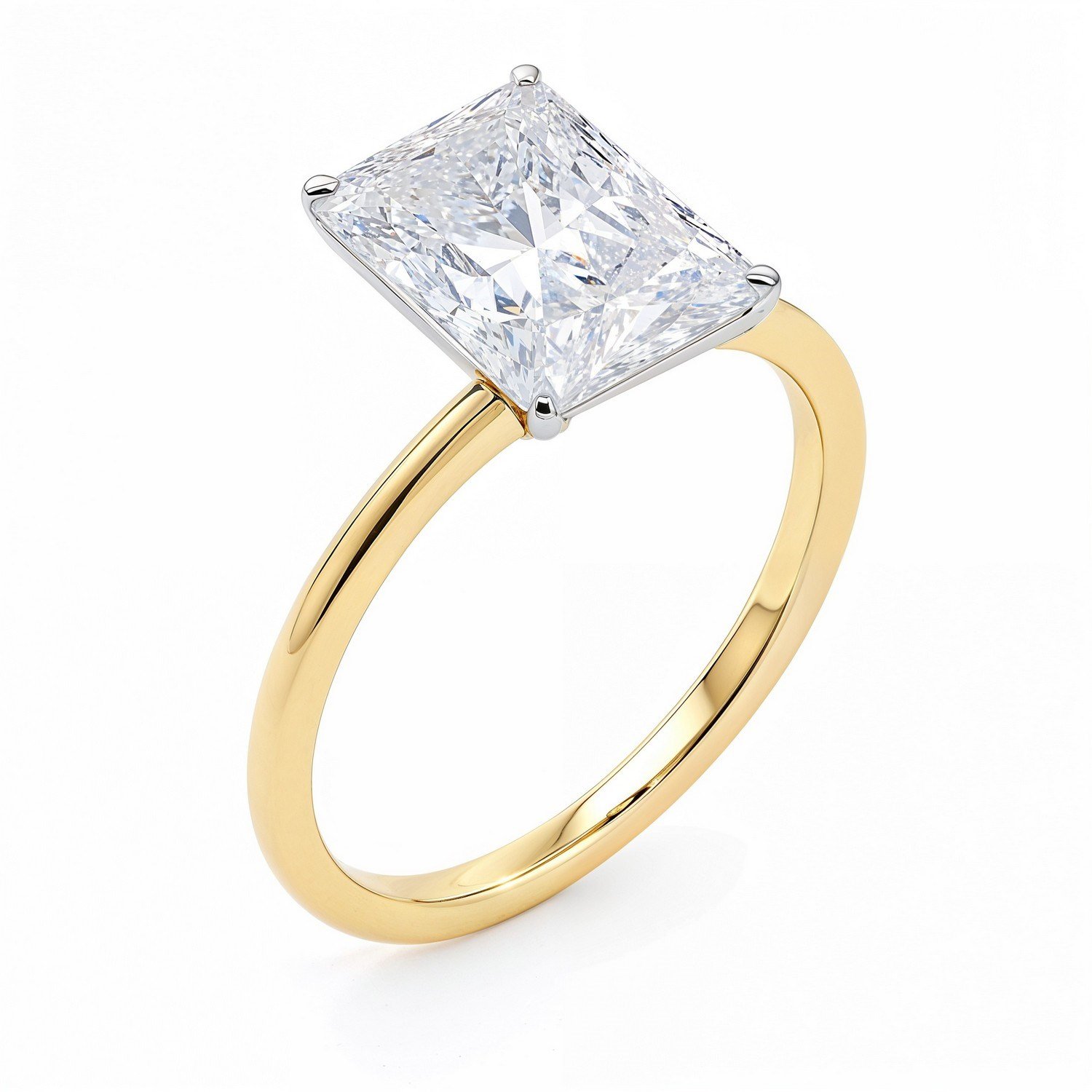 5 Carat Radiant Lab Grown IGI G/VS1 Diamond Solitaire Ring in 10K Yellow Gold - Image 2