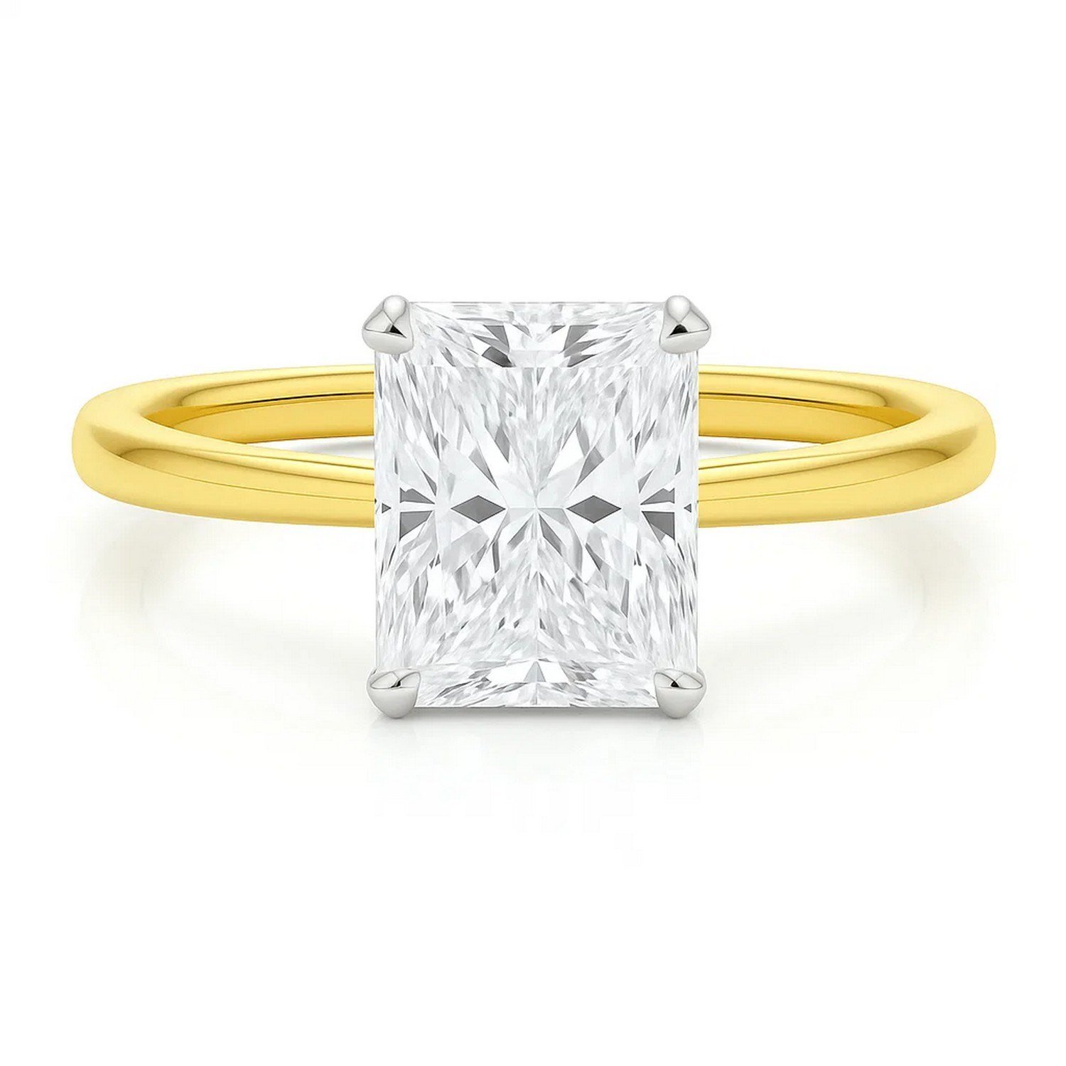 5 Carat Radiant Lab Grown IGI G/VS1 Diamond Solitaire Ring in 10K Yellow Gold - Image 3