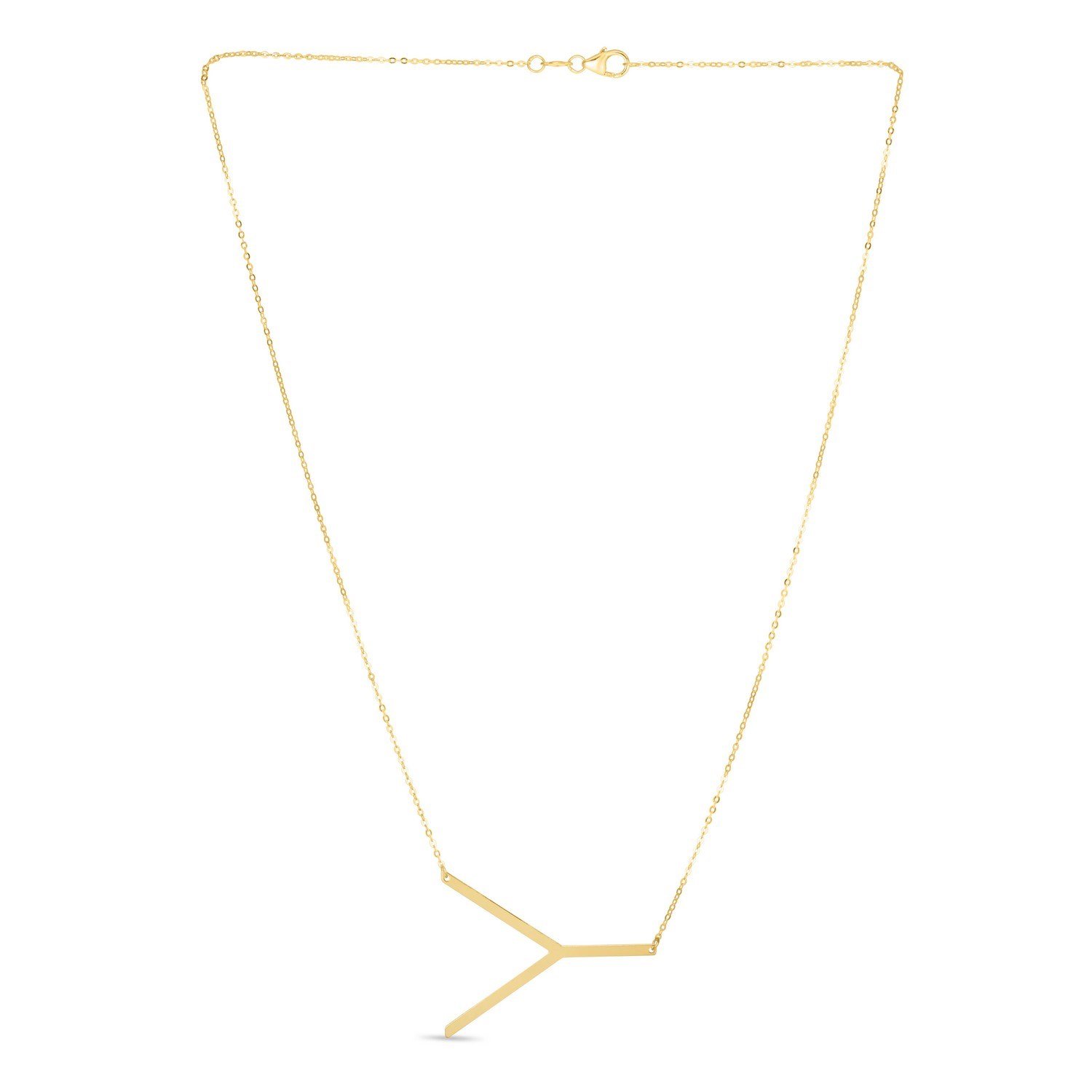14K Yellow Gold Yours Truly Large Initial Y Necklace - Image 2