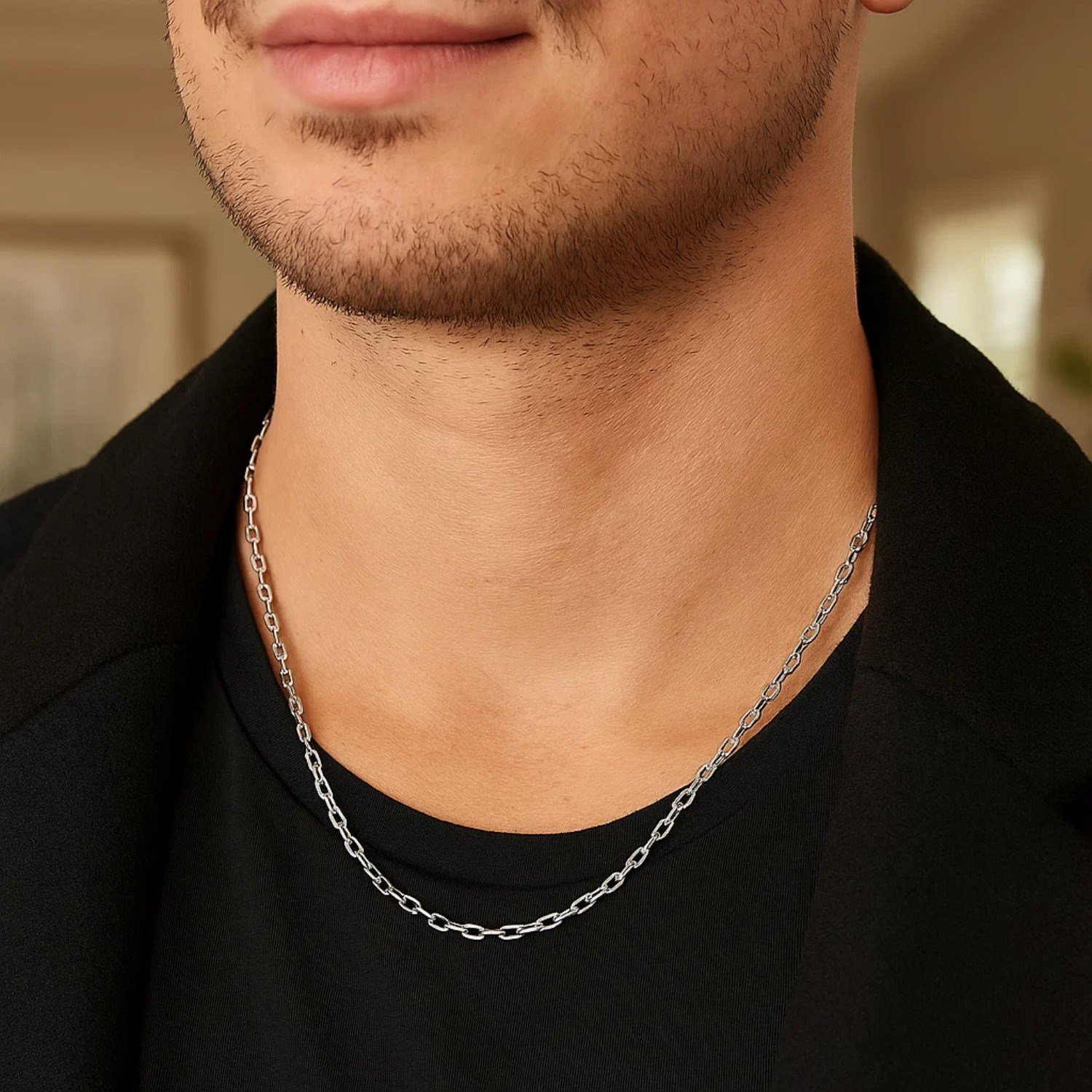 Sterling Silver Rhodium Plated French Cable Chain (3.40 mm) - Image 6