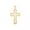 14k Two Tone Gold High Polish Diamond Cut Cross Pendant