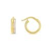 14k Two Tone Gold Double Round Hoops