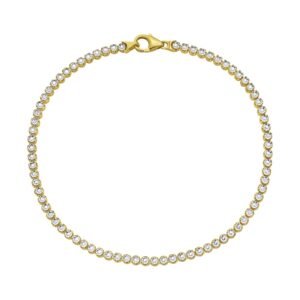 14K Two Tone Gold Diamon Oro Tennis Bracelet (2.40 mm)
