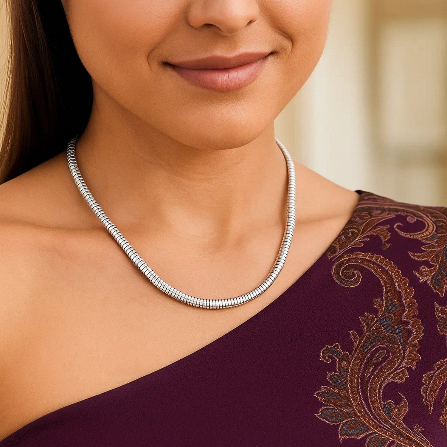 Sterling Silver Rhodium Plated Tubogas Fancy Necklace - Image 5
