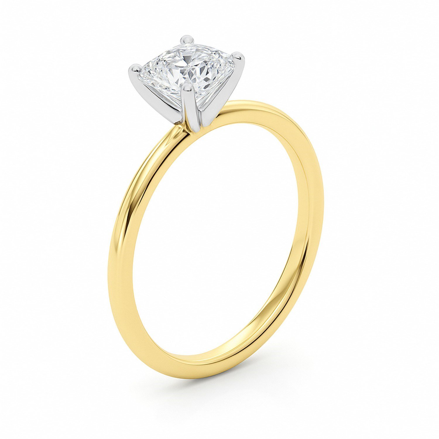 1 Carat Cushion Lab Grown IGI G/VS1 Diamond Solitaire Ring in 10K Yellow Gold - Image 2