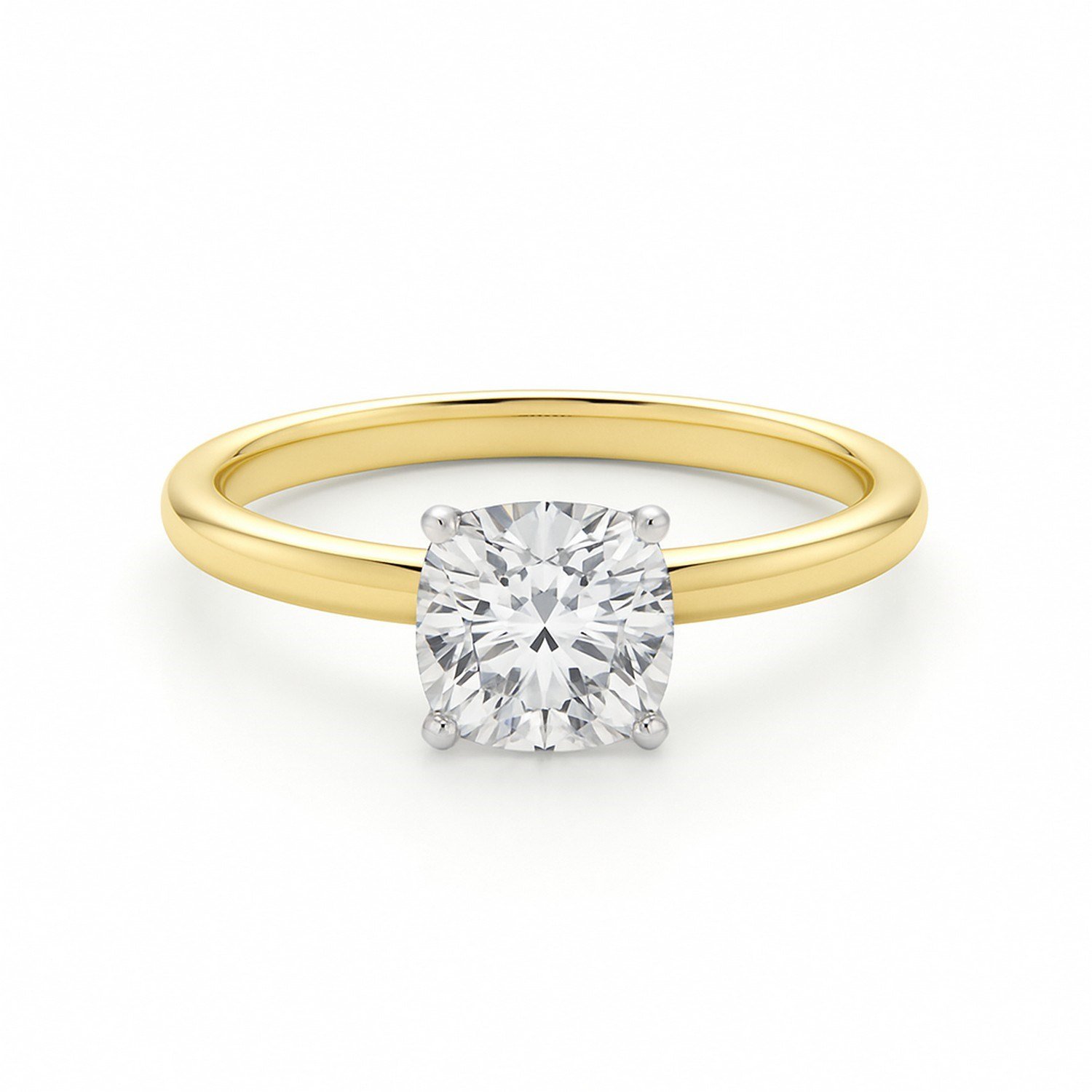1 Carat Cushion Lab Grown IGI G/VS1 Diamond Solitaire Ring in 10K Yellow Gold - Image 3