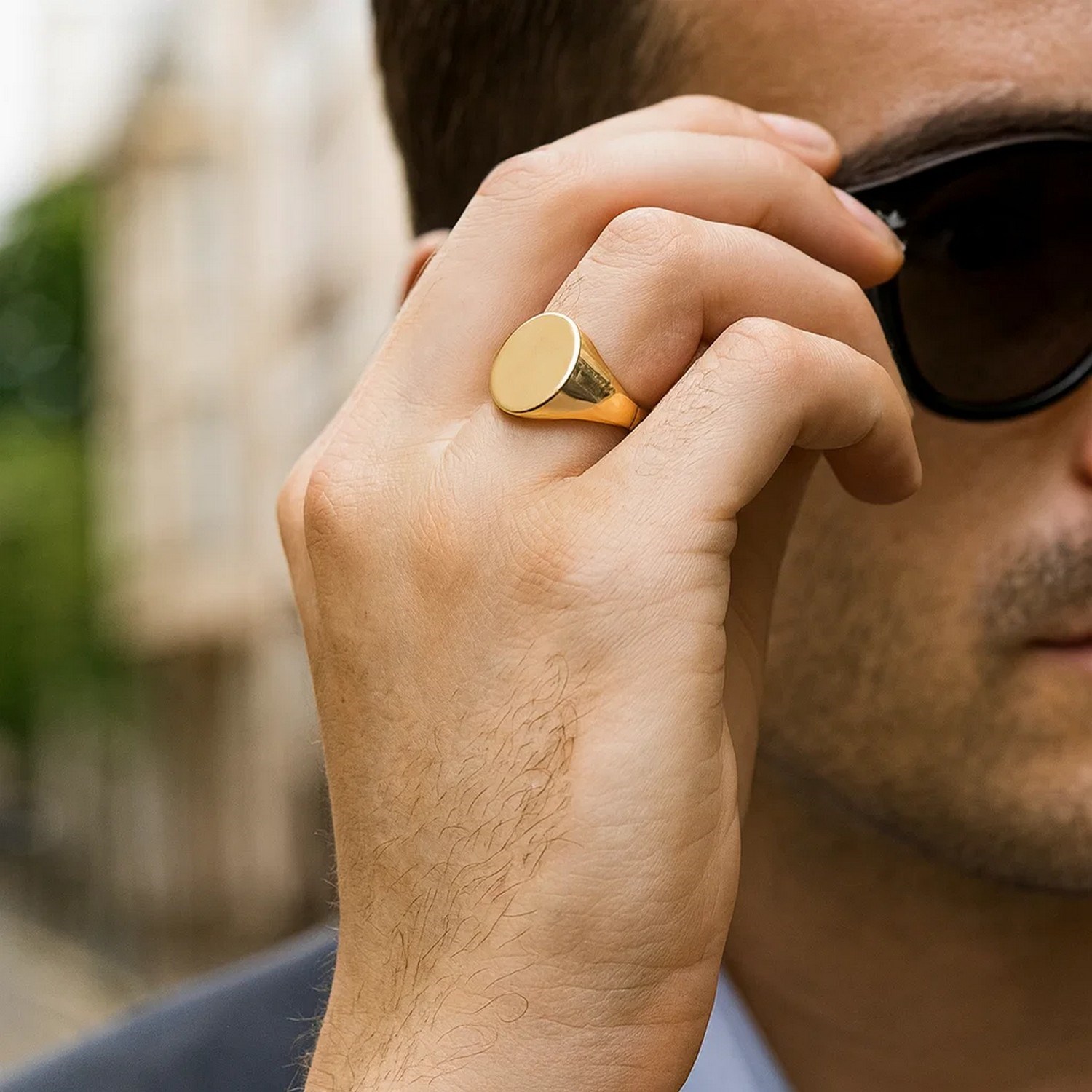 14K Yellow Gold Oval Signet Ring — additional view