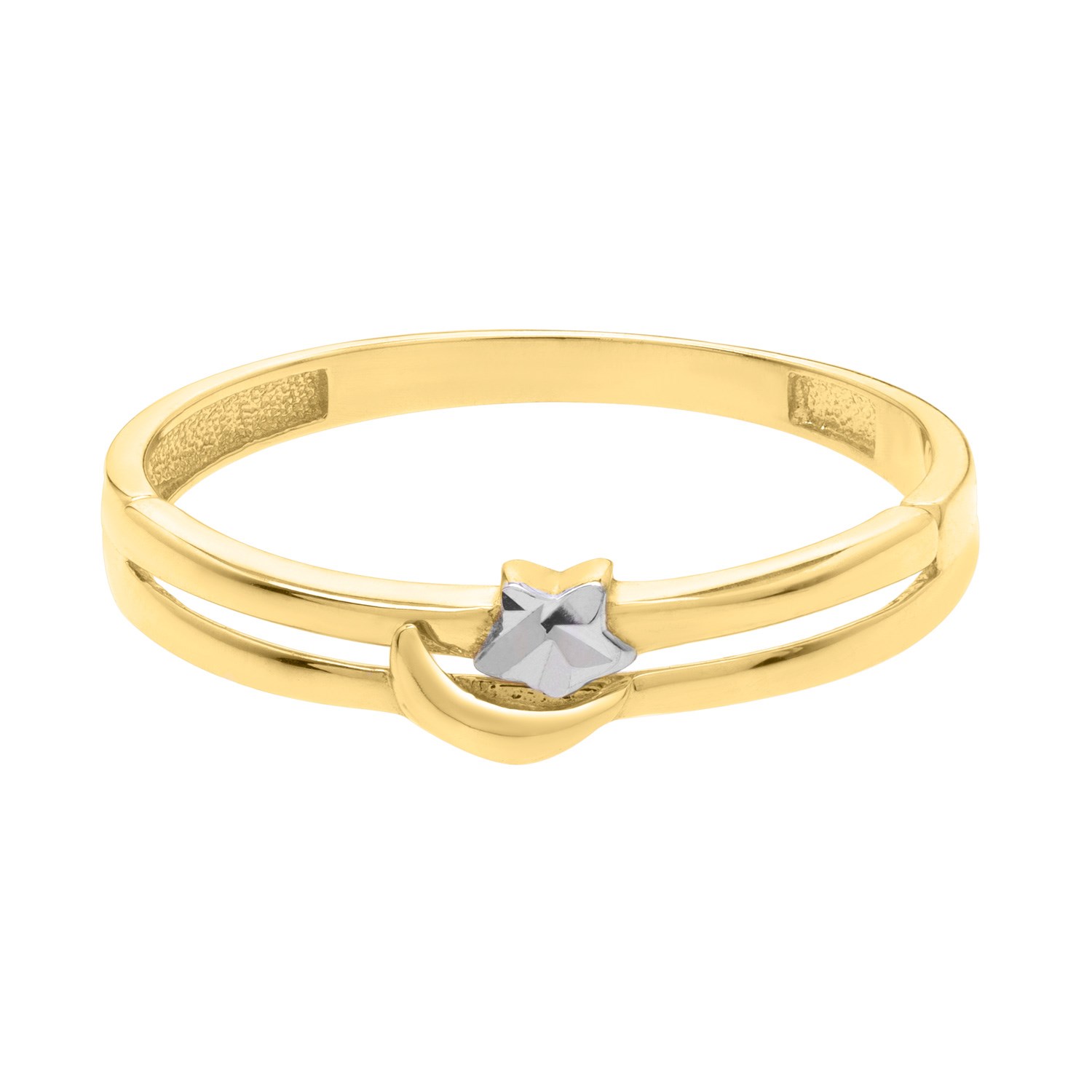 Star & Moon Ring in 10K Two Tone Gold — additional view
