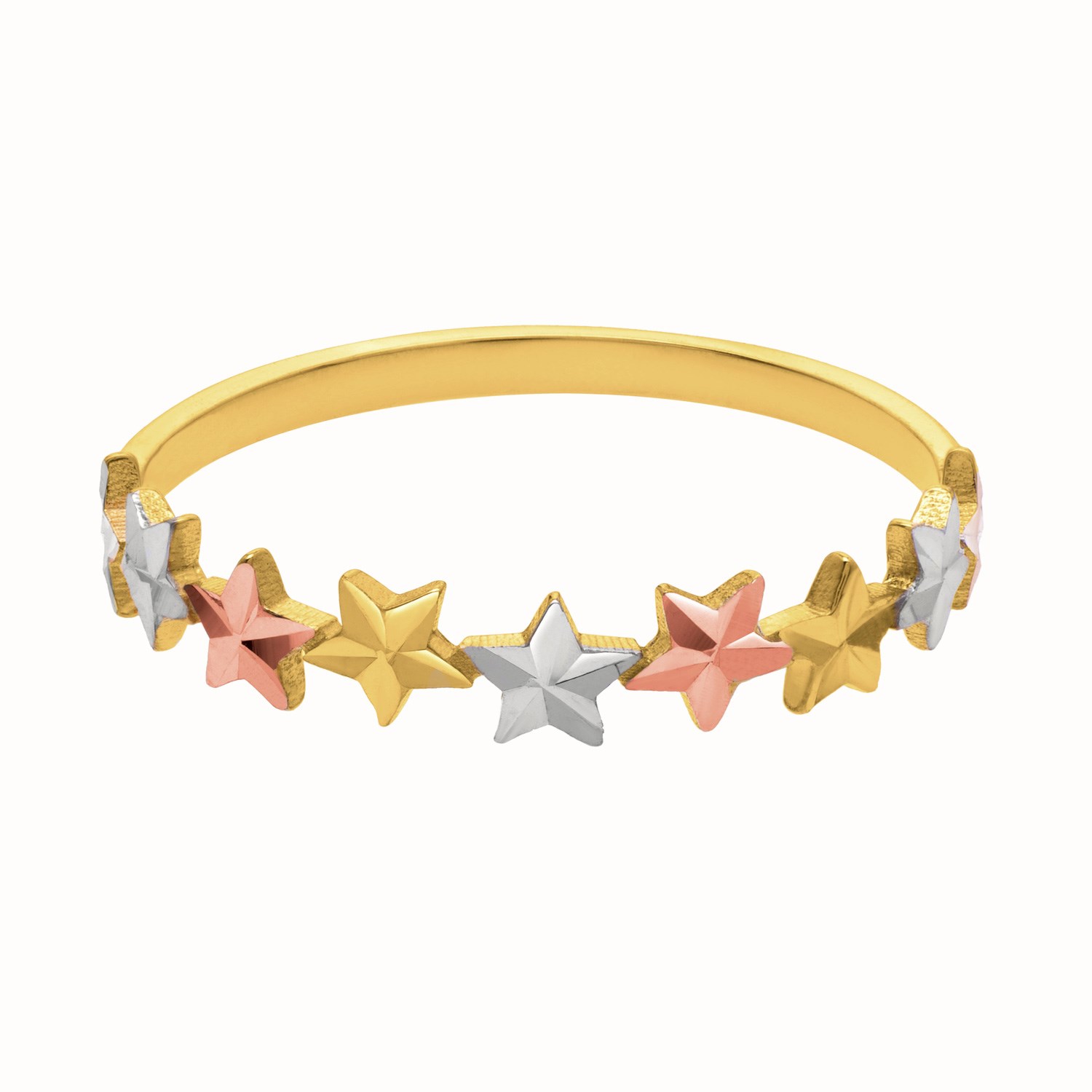 Tri color Star Ring in 10K Gold — additional view