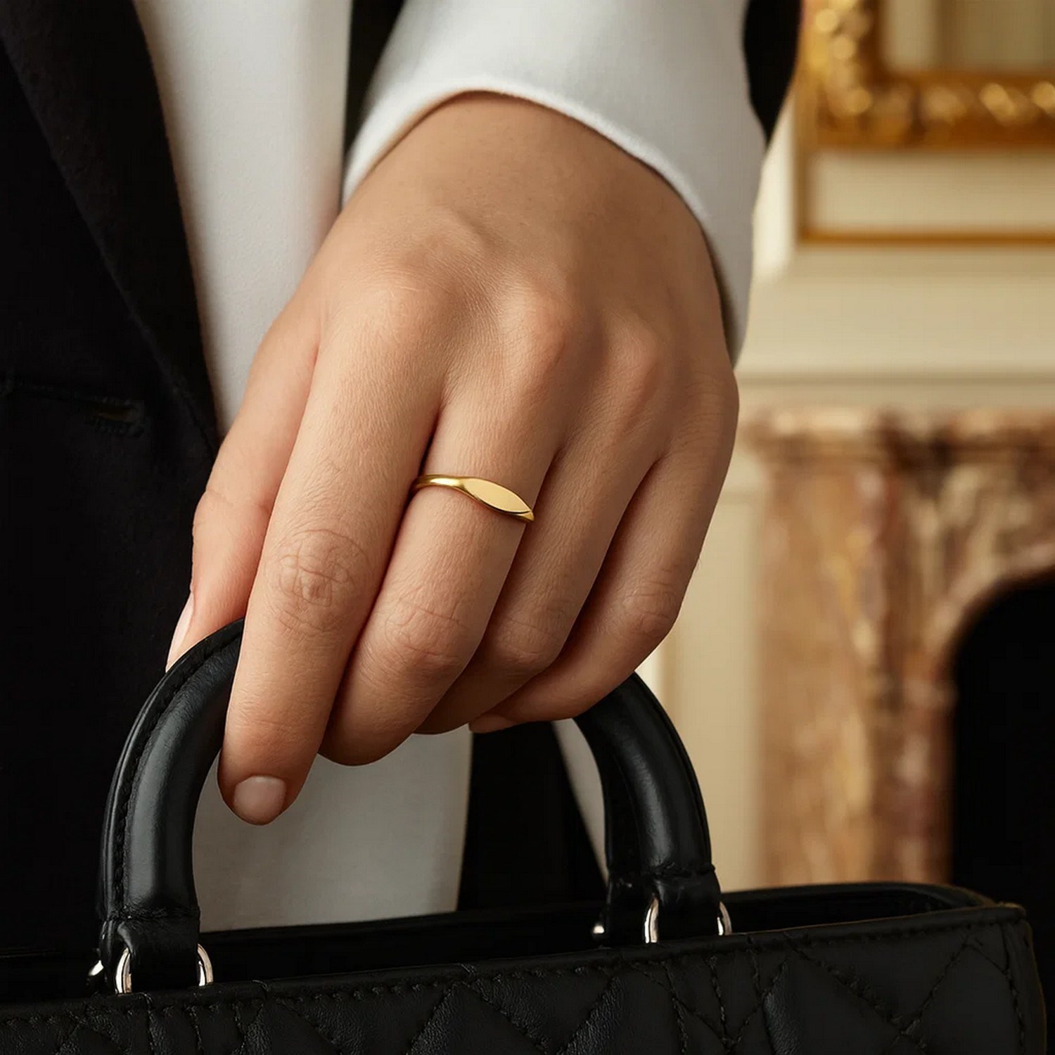 14K Yellow Gold Polished Sculpted Ring (3.00 mm) — additional view
