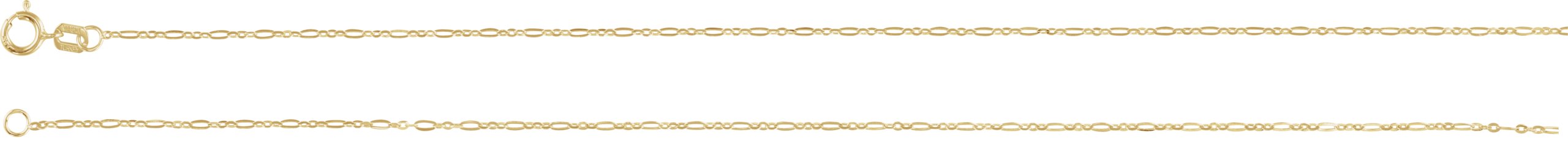 14K Gold 1.25 mm Figaro Chain