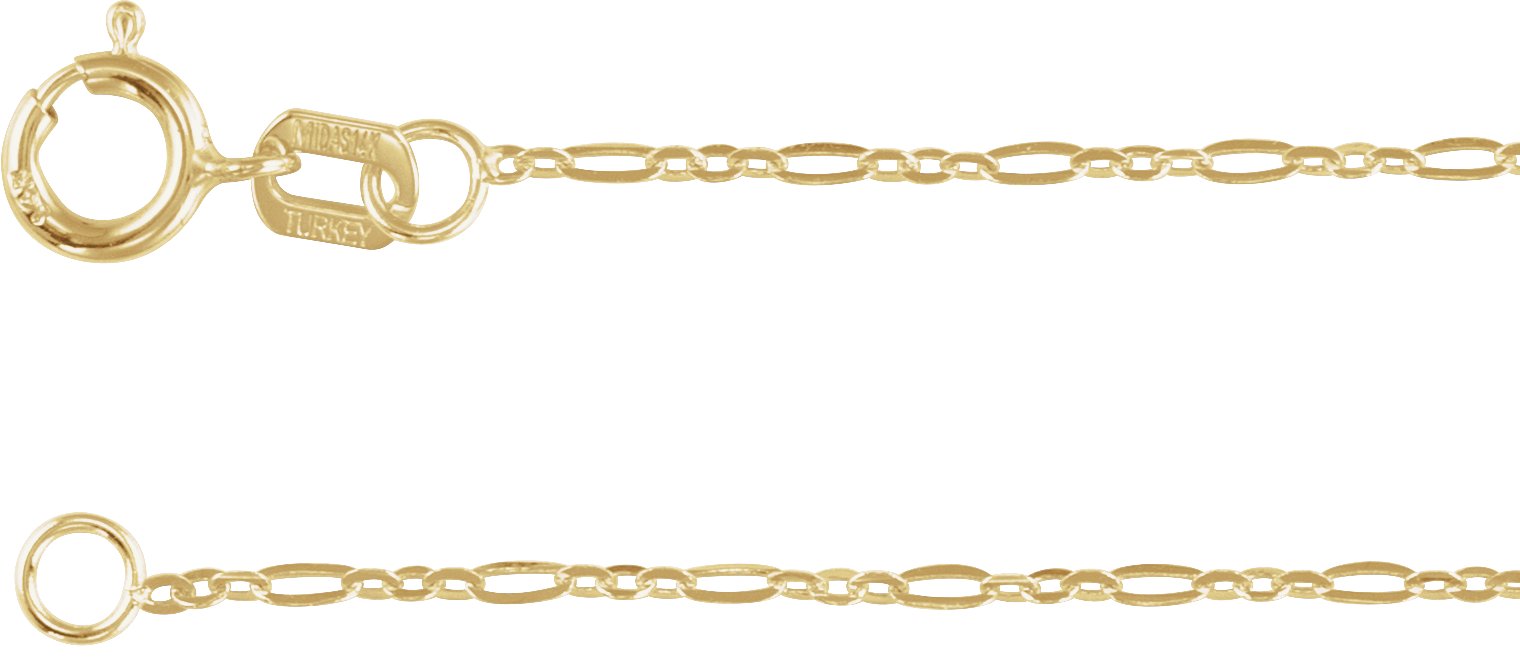 14K Gold 1.25 mm Figaro Chain
