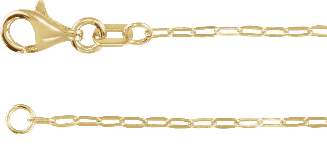 14K Gold 1.25 mm Paperclip-Style Chain