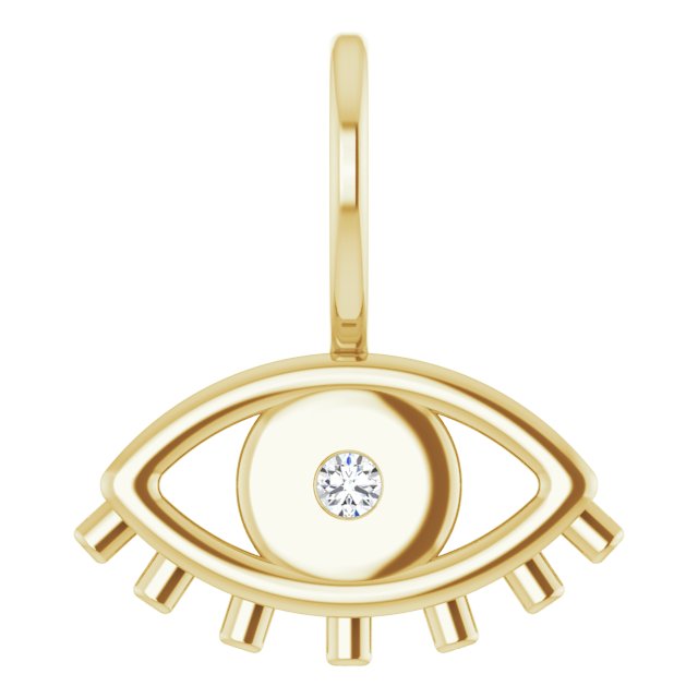 14K Yellow Gold .02 ct. Natural Diamond Evil Eye Charm/Pendant