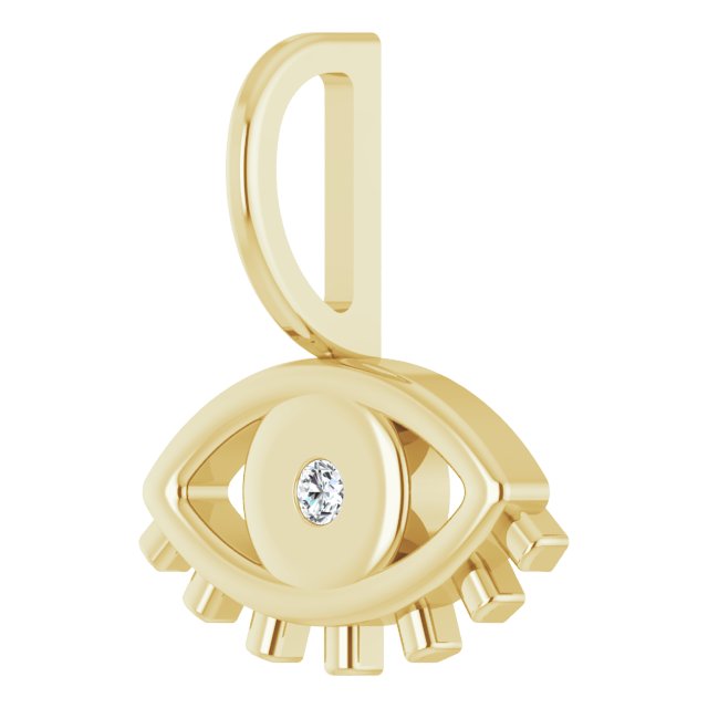 14K Yellow Gold .02 ct. Natural Diamond Evil Eye Charm/Pendant - view 2