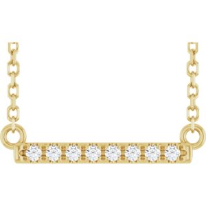14K Yellow Gold .06 ct. tw. Lab-Grown Diamond Bar 16" Necklace