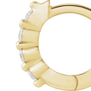 14K Yellow Gold 1/10 ct. tw. Natural Diamond 10.74 mm Hinged Hoop Earrings