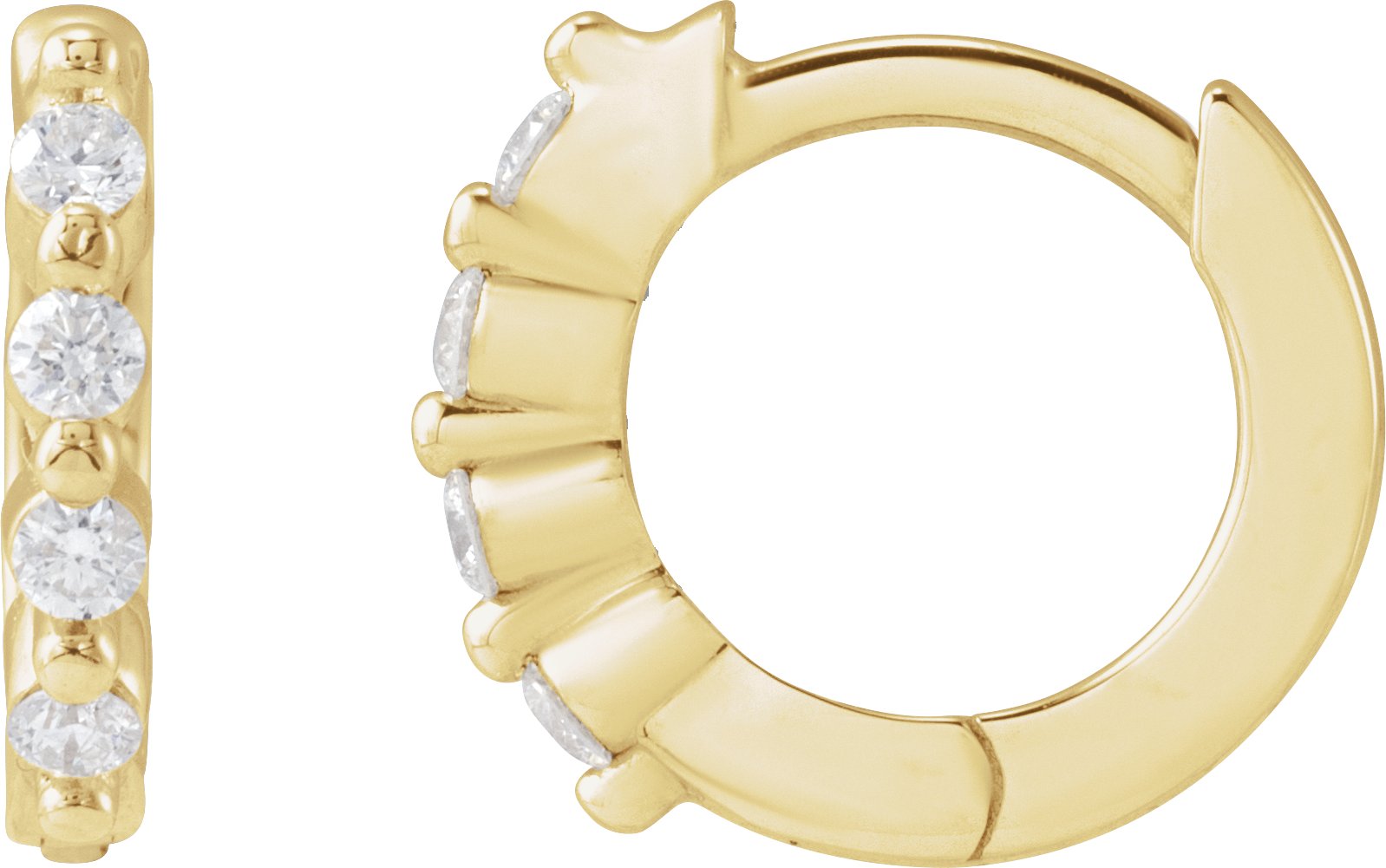 14K Yellow Gold 1/10 ct. tw. Natural Diamond 10.74 mm Hinged Hoop Earrings
