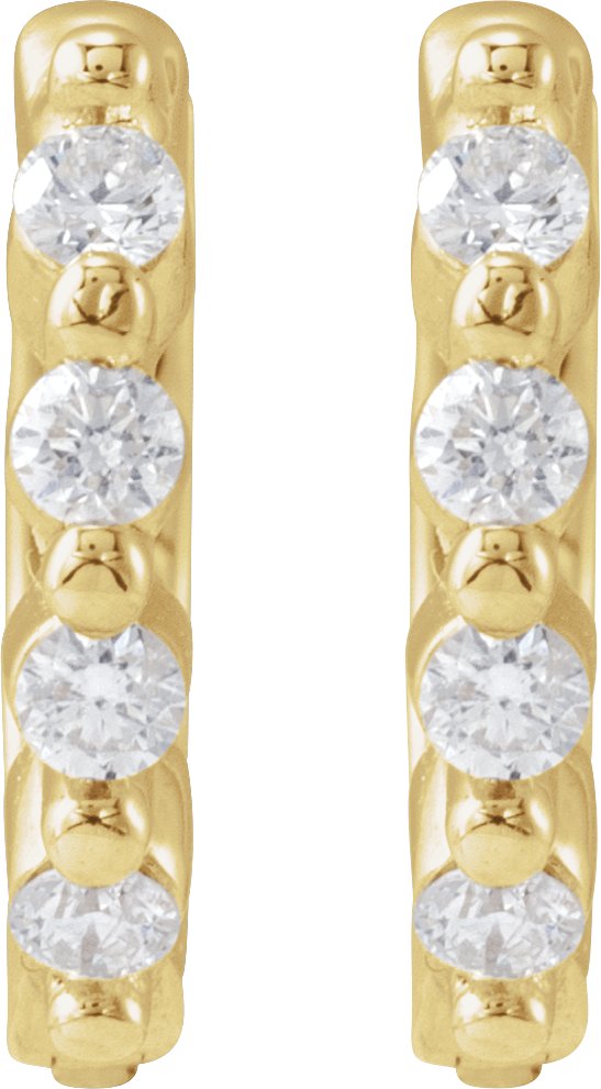 14K Yellow Gold 1/10 ct. tw. Natural Diamond 10.74 mm Hinged Hoop Earrings - view 2