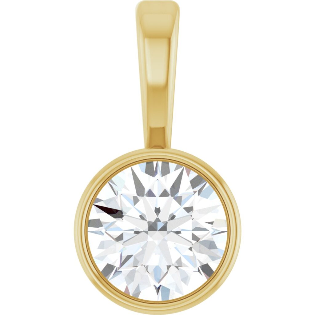14K Yellow Gold 1/4 ct. Lab-Grown Diamond Bezel-Set Solitaire Pendant