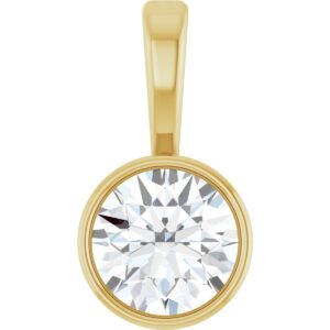14K Yellow Gold 1/4 ct. Lab-Grown Diamond Bezel-Set Solitaire Pendant