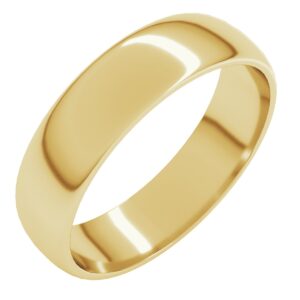 Lightweight Half Round Wedding Band in 14K Yellow Gold