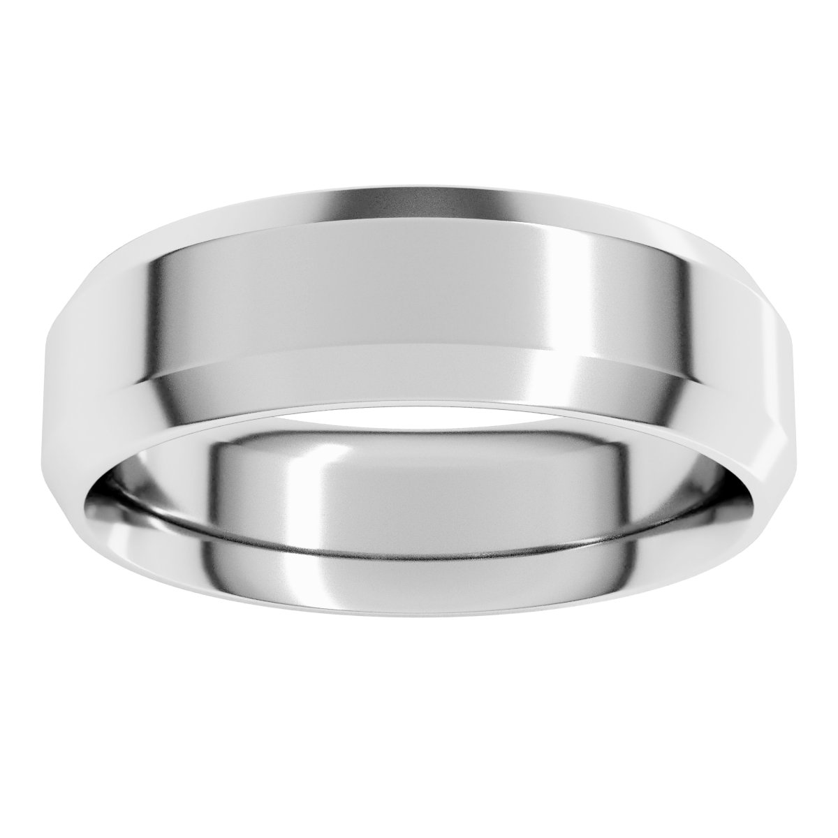 Platinum Beveled-Edge Comfort-Fit Flat Wedding Band