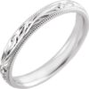 Platinum Hand-Engraved Milgrain Comfort-Fit Half Round Band
